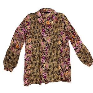 Jane + Delancey Floral Button Down Blouse Medium